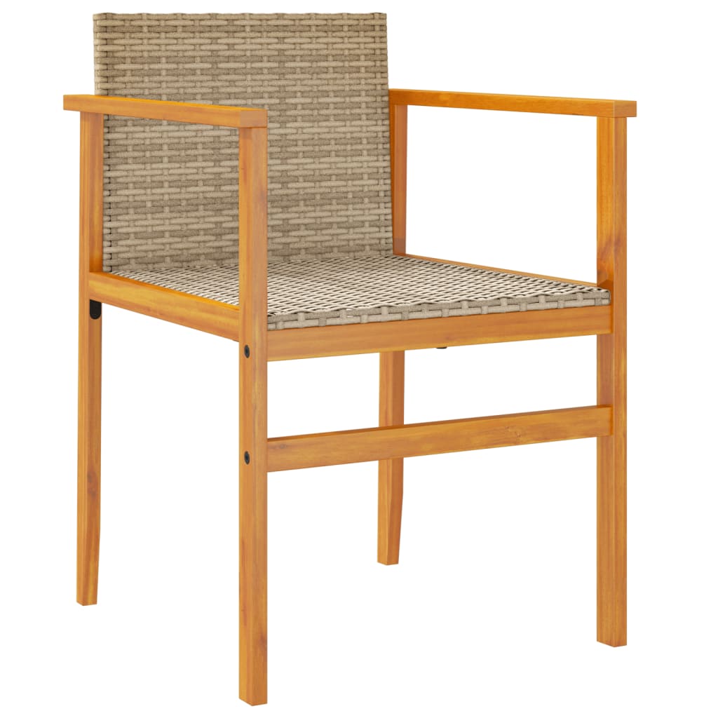 vidaXL Chaises de jardin 2 pcs Beige Résine tressée et bois massif