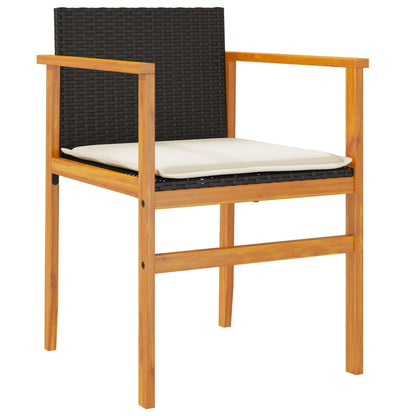 vidaXL Gartenstühle mit Kissen 2 Stk. Schwarz Poly Rattan Massivholz