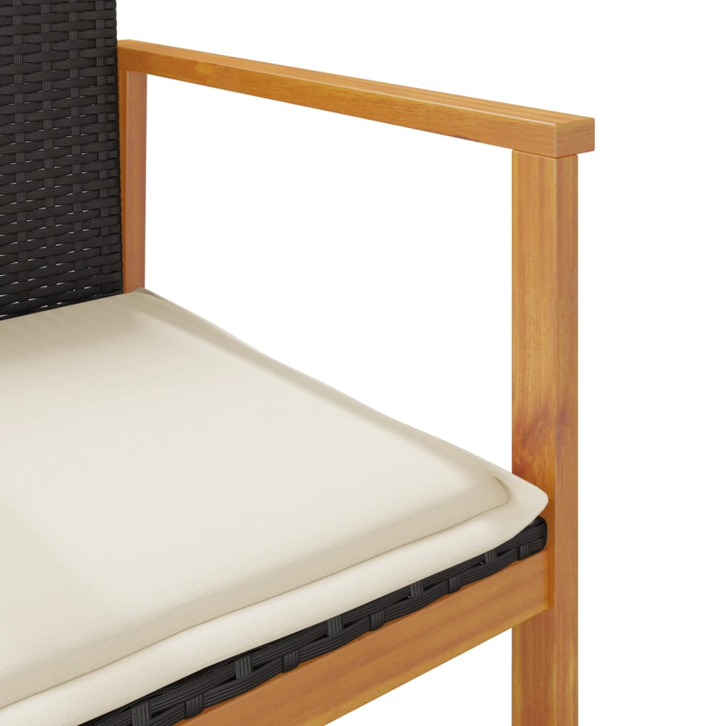 vidaXL Gartenstühle mit Kissen 2 Stk. Schwarz Poly Rattan Massivholz