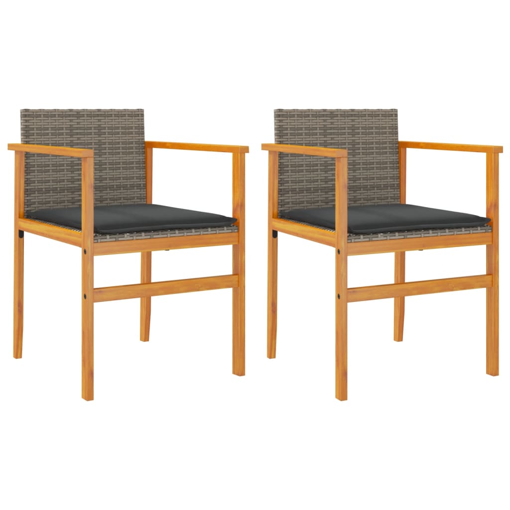 vidaXL Chaises de jardin avec coussins 2 pcs. Gris résine tressée bois massif