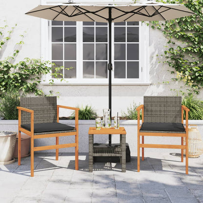 vidaXL Chaises de jardin avec coussins 2 pcs. Gris résine tressée bois massif