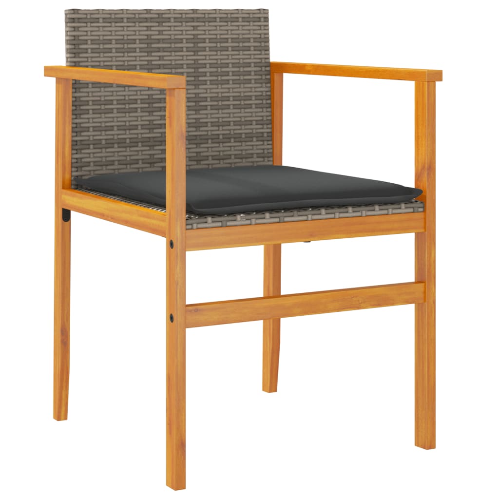 vidaXL Chaises de jardin avec coussins 2 pcs. Gris résine tressée bois massif