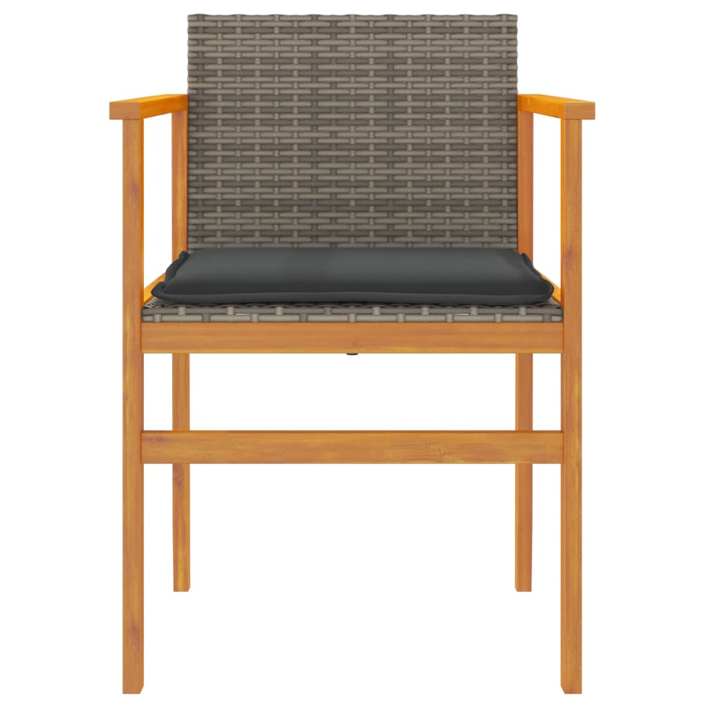 vidaXL Chaises de jardin avec coussins 2 pcs. Gris résine tressée bois massif