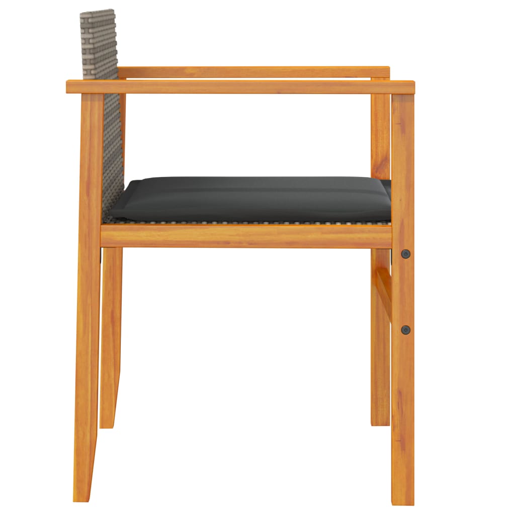 vidaXL Chaises de jardin avec coussins 2 pcs. Gris résine tressée bois massif