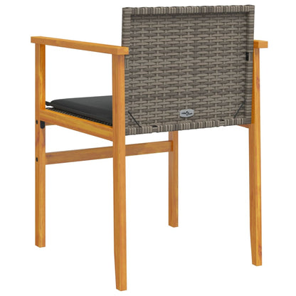vidaXL Chaises de jardin avec coussins 2 pcs. Gris résine tressée bois massif