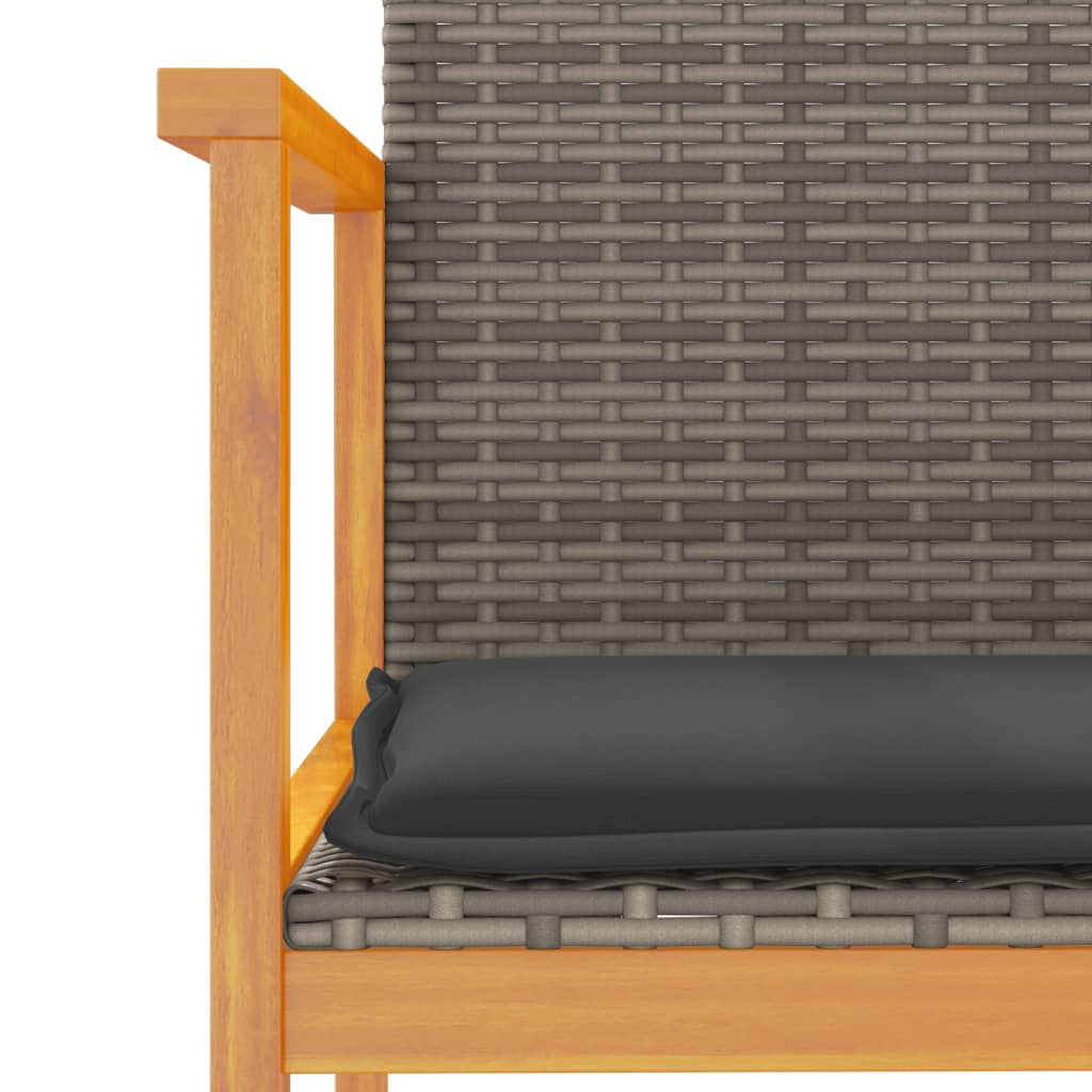 vidaXL Chaises de jardin avec coussins 2 pcs. Gris résine tressée bois massif