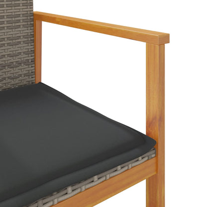 vidaXL Chaises de jardin avec coussins 2 pcs. Gris résine tressée bois massif