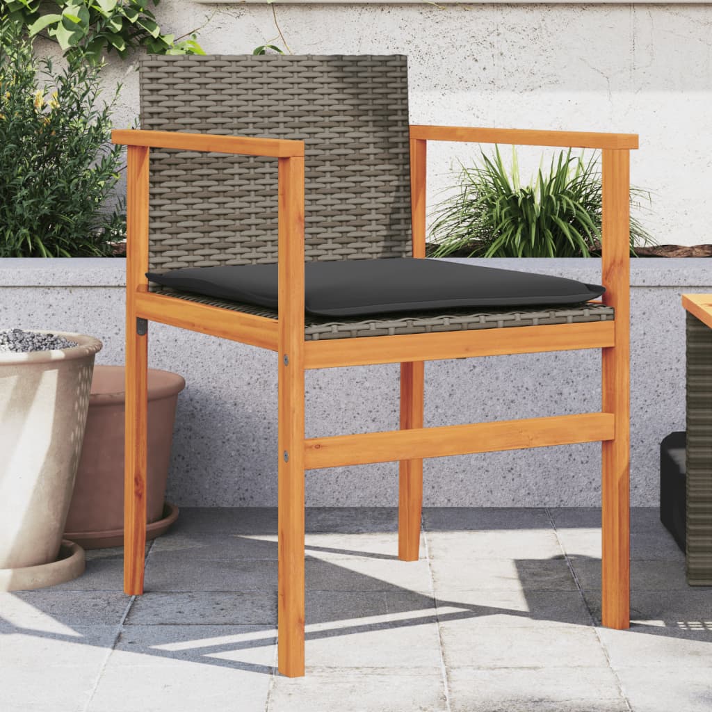 vidaXL Chaises de jardin avec coussins 2 pcs. Gris résine tressée bois massif