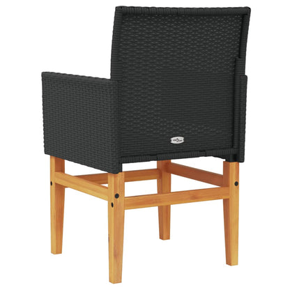 vidaXL Gartenstühle mit Kissen 2 Stk. Schwarz Poly Rattan Massivholz