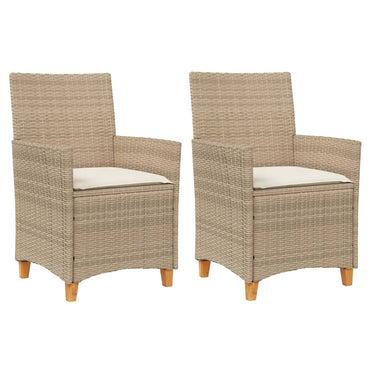 vidaXL Chaises de jardin avec coussins 2 pcs Rotin PE Bois massif Beige
