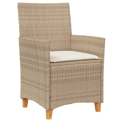 vidaXL Chaises de jardin avec coussins 2 pcs Rotin PE Bois massif Beige