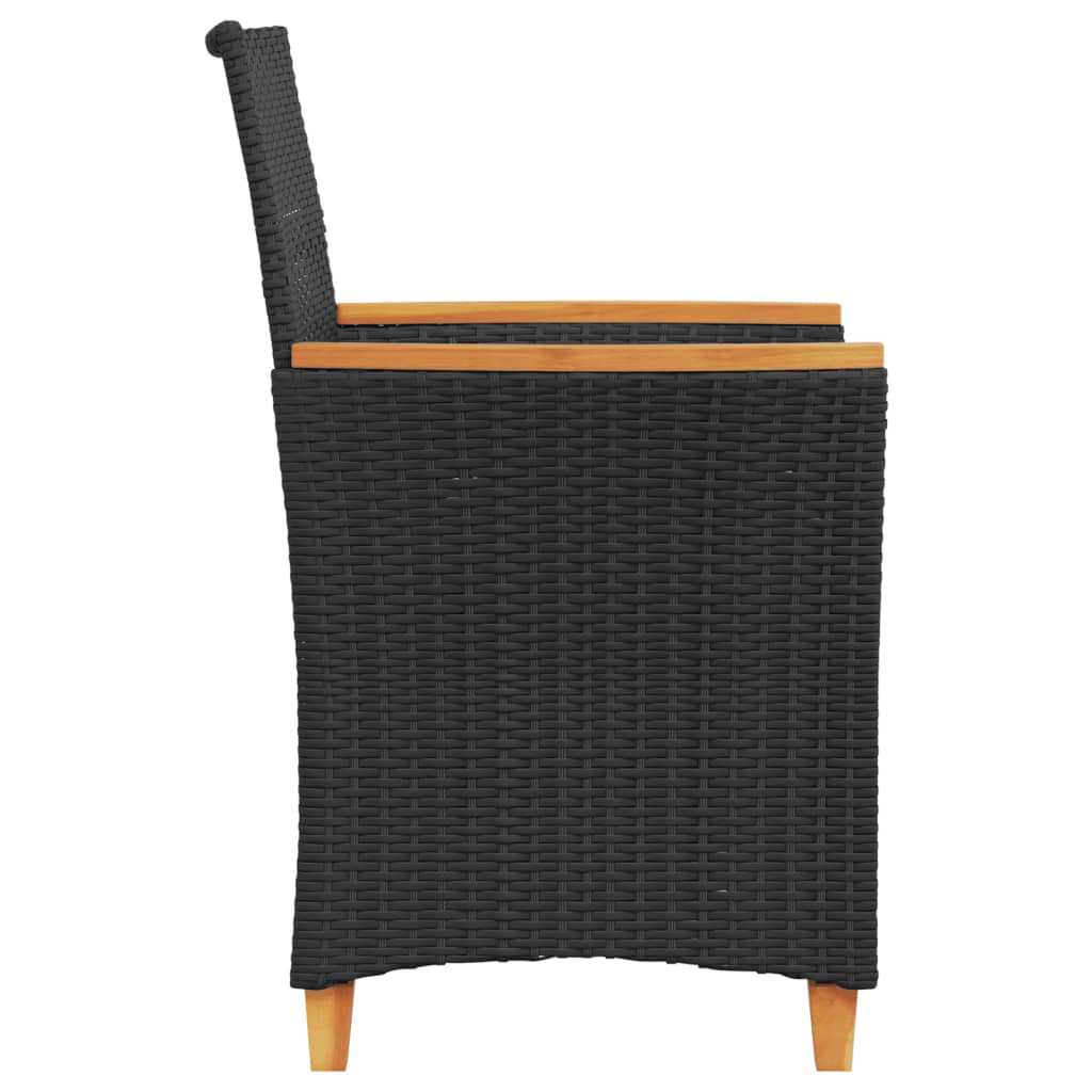 vidaXL Gartenstühle mit Kissen 2 Stk. Schwarz Poly Rattan Massivholz