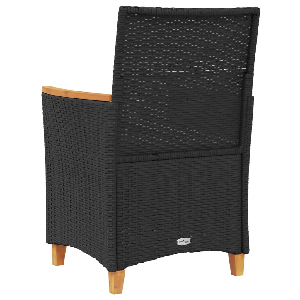 vidaXL Gartenstühle mit Kissen 2 Stk. Schwarz Poly Rattan Massivholz