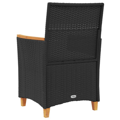 vidaXL Gartenstühle mit Kissen 2 Stk. Schwarz Poly Rattan Massivholz