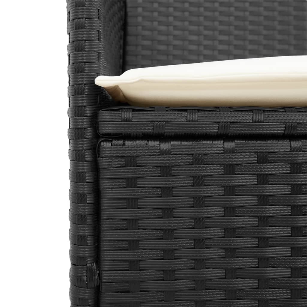 vidaXL Gartenstühle mit Kissen 2 Stk. Schwarz Poly Rattan Massivholz