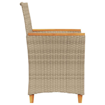 vidaXL Gartenstühle mit Kissen 2 Stk. Beige Poly Rattan Massivholz