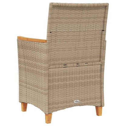 vidaXL Gartenstühle mit Kissen 2 Stk. Beige Poly Rattan Massivholz