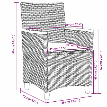 vidaXL Gartenstühle mit Kissen 2 Stk. Beige Poly Rattan Massivholz