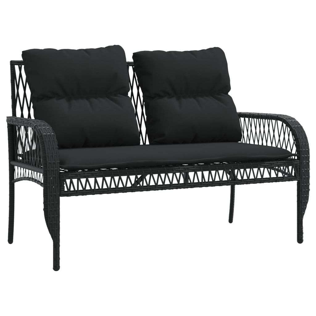 vidaXL 4-tlg. Garten-Sofagarnitur mit Kissen Schwarz Poly Rattan