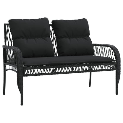 vidaXL 4-tlg. Garten-Sofagarnitur mit Kissen Schwarz Poly Rattan