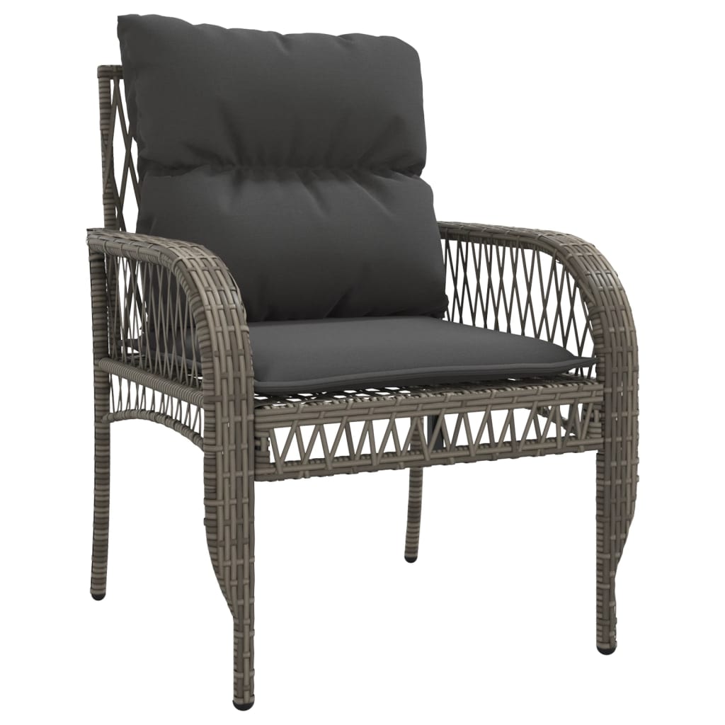 vidaXL 4-tlg. Garten-Sofagarnitur mit Kissen Grau Poly Rattan
