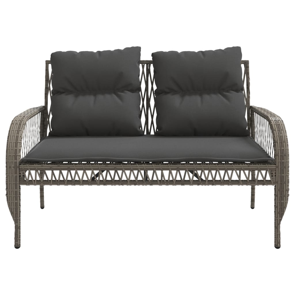 vidaXL 4-tlg. Garten-Sofagarnitur mit Kissen Grau Poly Rattan