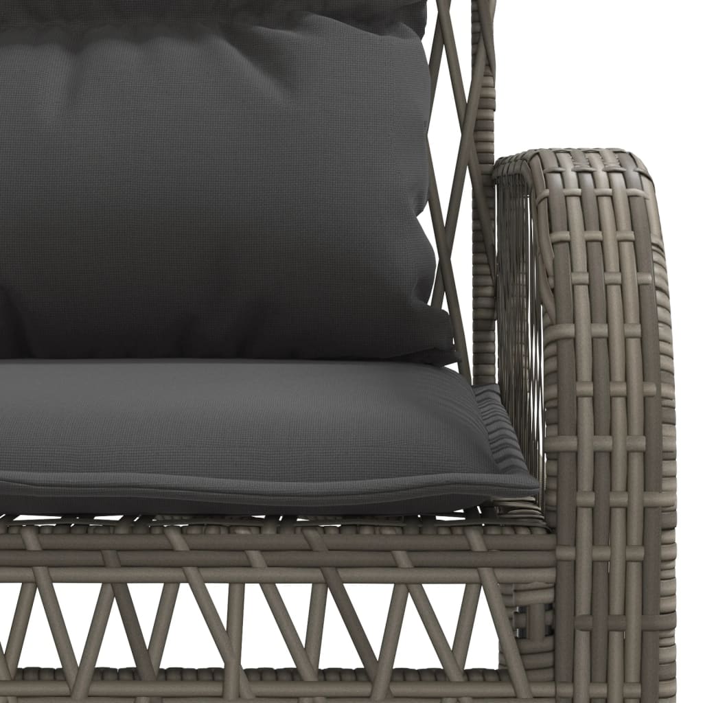 vidaXL 4-tlg. Garten-Sofagarnitur mit Kissen Grau Poly Rattan