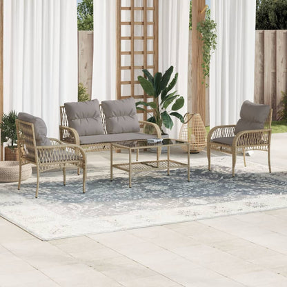 vidaXL Ensemble de canapés de jardin 4 pcs avec coussins en résine tressée beige