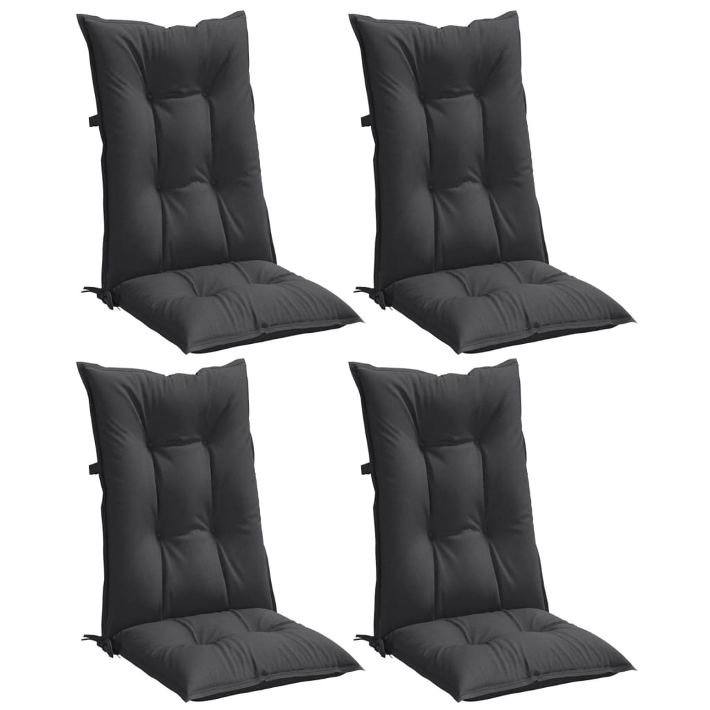 vidaXL Coussins pour chaises à dossier haut 4 pcs Mélange Anthracite 120x50x7 cm Tissu