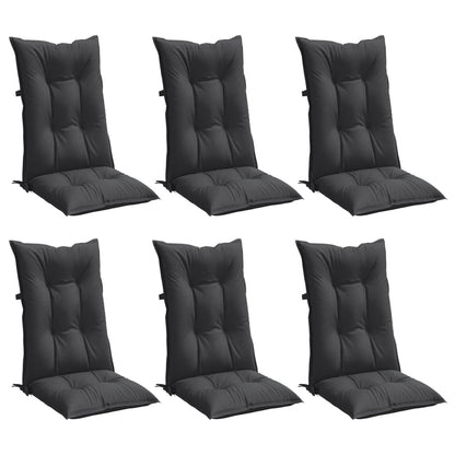 vidaXL Hochlehner-Auflagen 6 Stk. Melange Anthrazit 120x50x7 cm Stoff