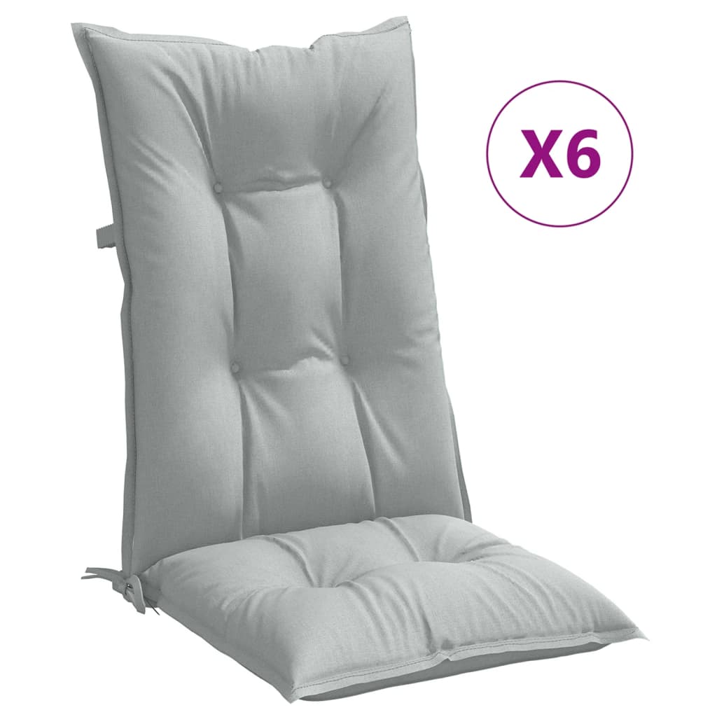 vidaXL Coussins pour chaises à dossier haut 6 pcs. Gris clair chiné 120x50x7 cm Tissu