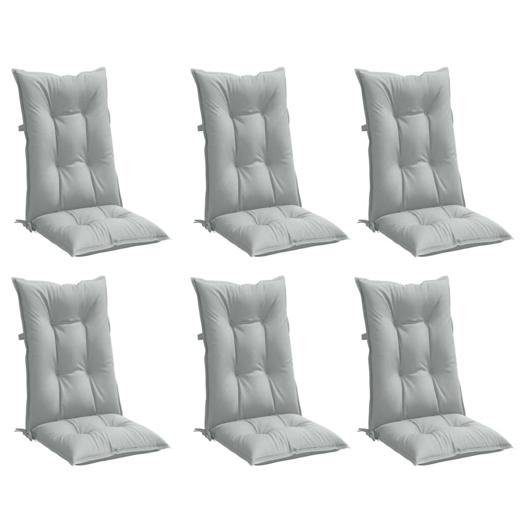 vidaXL Coussins pour chaises à dossier haut 6 pcs. Gris clair chiné 120x50x7 cm Tissu