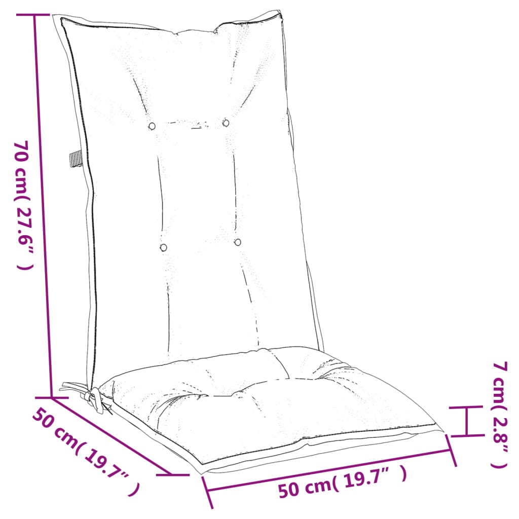 vidaXL Hochlehner-Auflagen 2 Stk. Melange Dunkelgrau 120x50x7cm Stoff