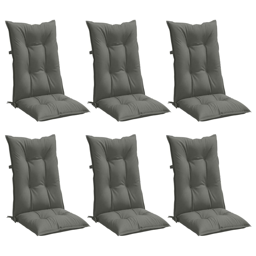 vidaXL Hochlehner-Auflagen 6 Stk. Melange Dunkelgrau 120x50x7 cm Stoff