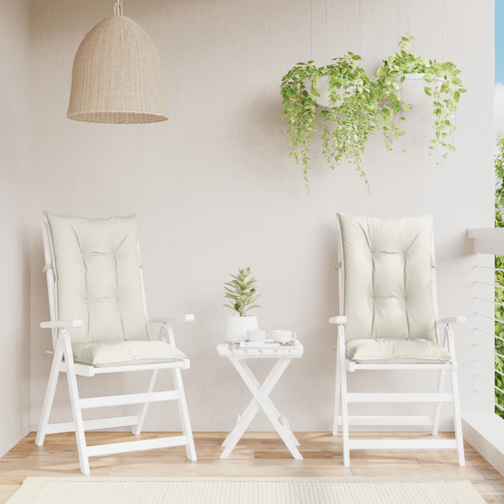 vidaXL Hochlehner-Auflagen 2 Stk. Melange Creme 120x50x7 cm Stoff