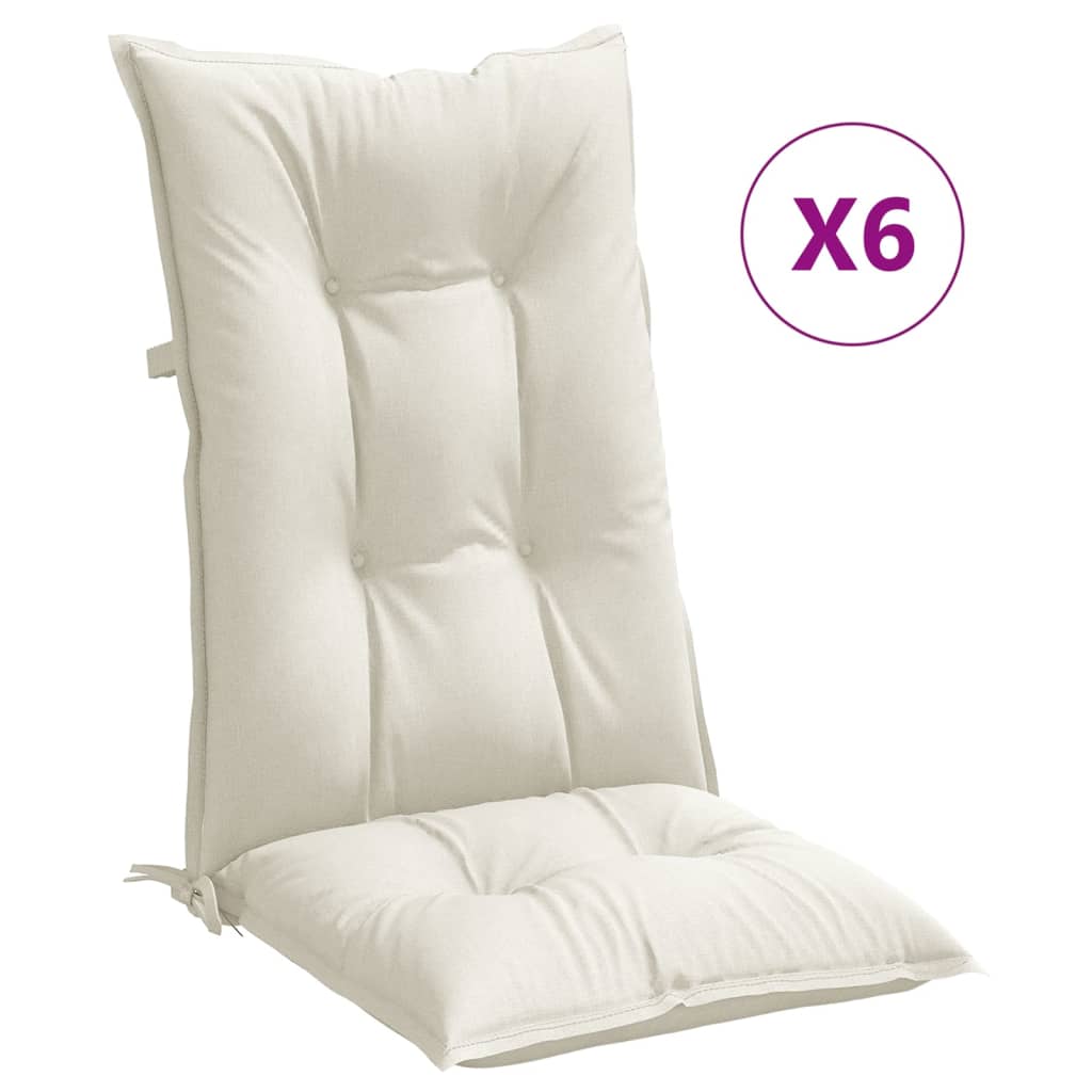 vidaXL Hochlehner-Auflagen 6 Stk. Melange Creme 120x50x7 cm Stoff