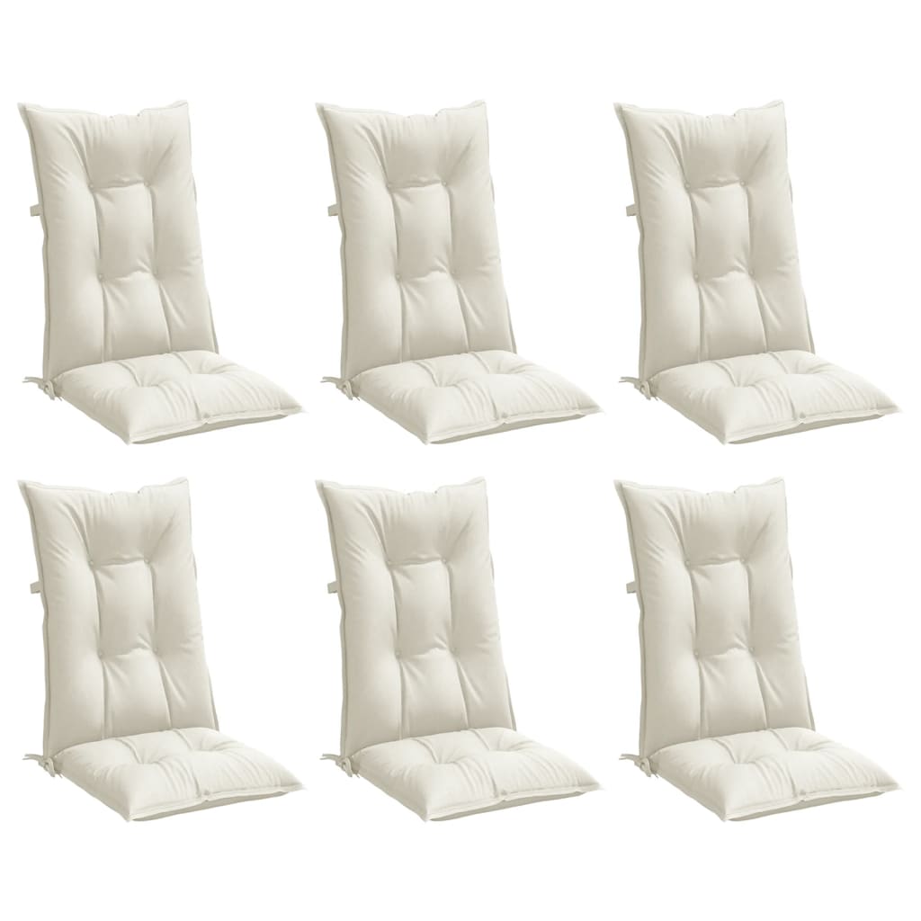 vidaXL Hochlehner-Auflagen 6 Stk. Melange Creme 120x50x7 cm Stoff