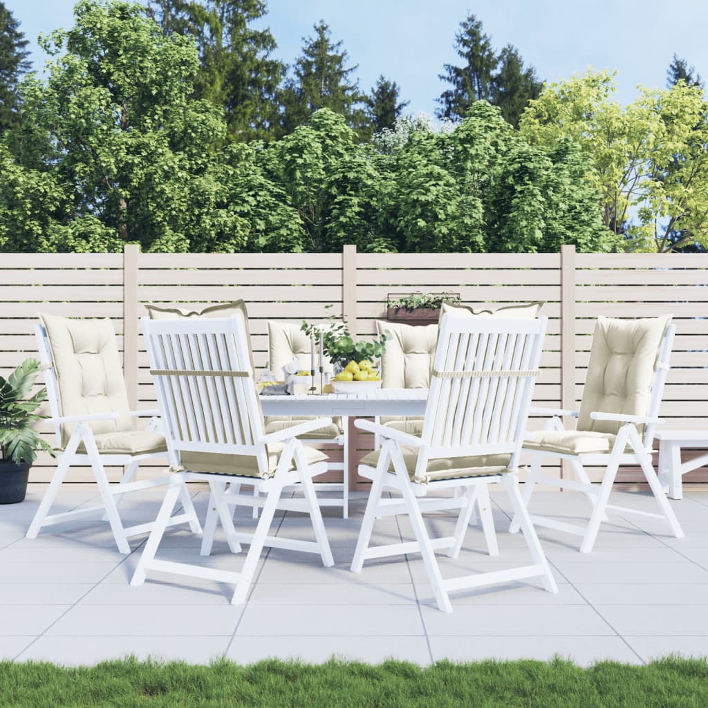 vidaXL Hochlehner-Auflagen 6 Stk. Melange Creme 120x50x7 cm Stoff