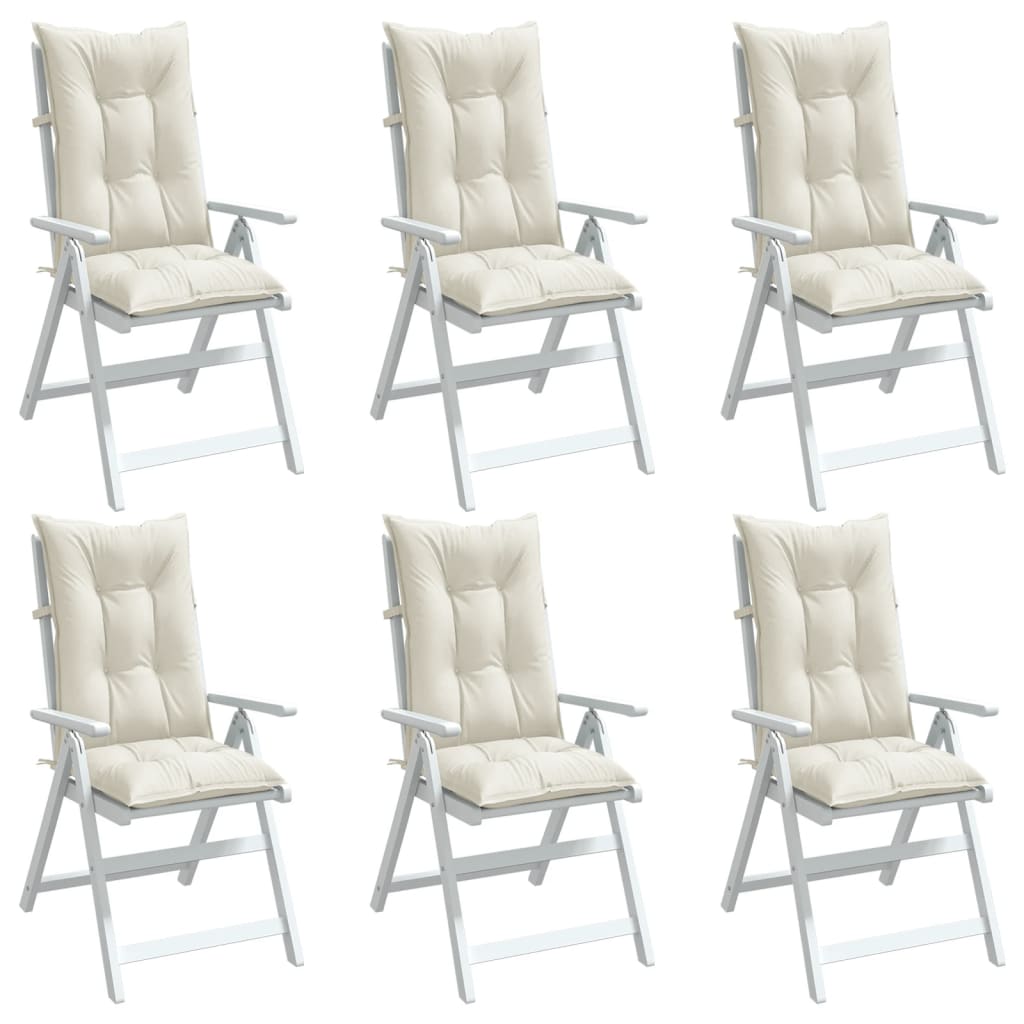 vidaXL Hochlehner-Auflagen 6 Stk. Melange Creme 120x50x7 cm Stoff