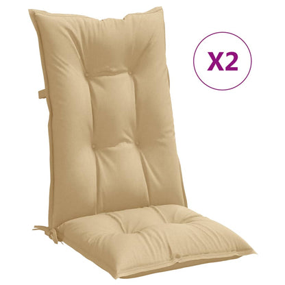 vidaXL Coussins pour chaises à dossier haut 2 pcs Mélange beige 120x50x7 cm Tissu