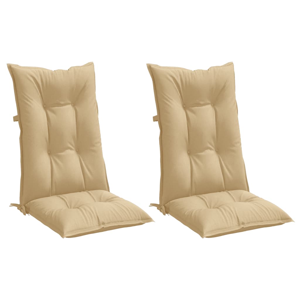 vidaXL Coussins pour chaises à dossier haut 2 pcs Mélange beige 120x50x7 cm Tissu