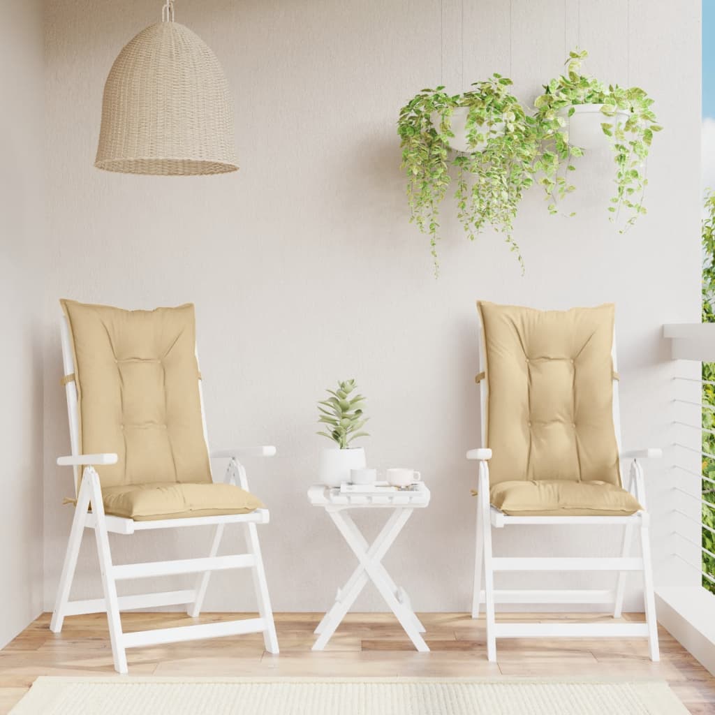 vidaXL Coussins pour chaises à dossier haut 2 pcs Mélange beige 120x50x7 cm Tissu