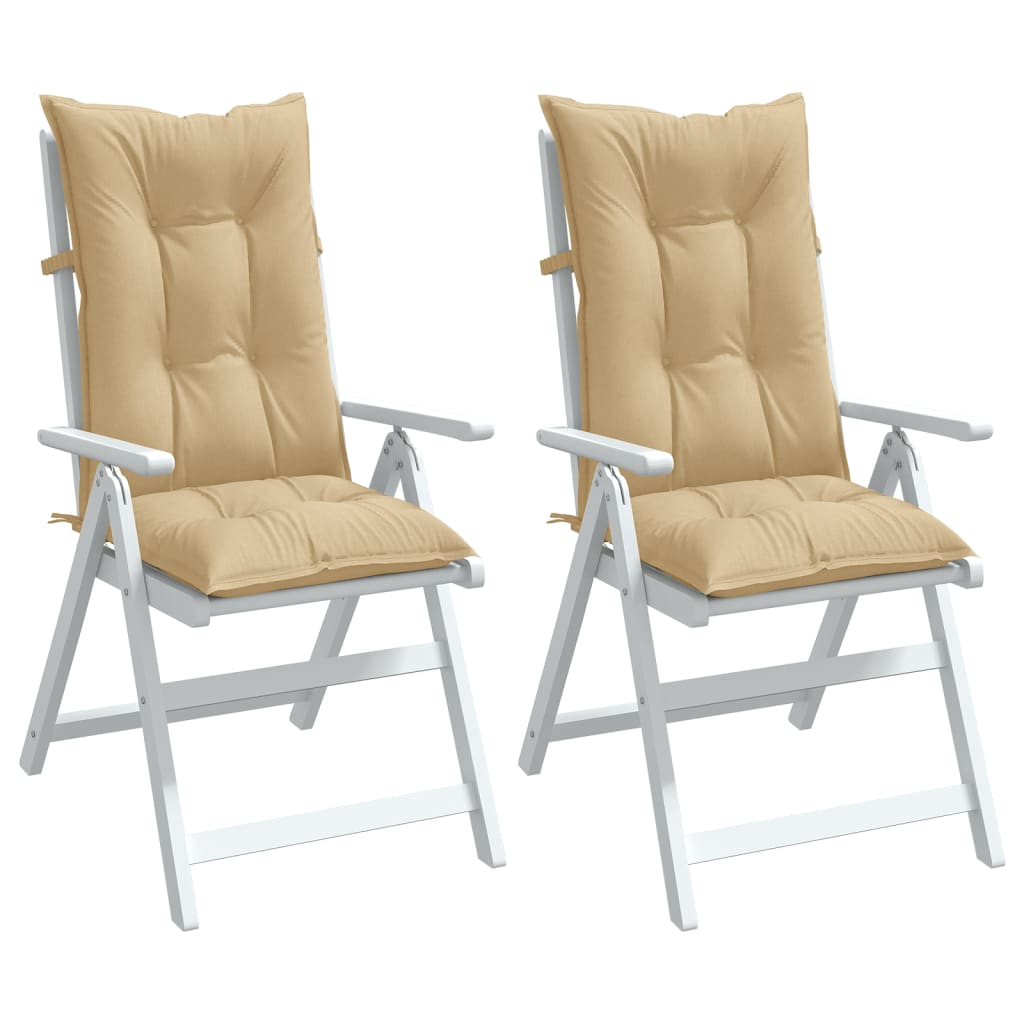vidaXL Coussins pour chaises à dossier haut 2 pcs Mélange beige 120x50x7 cm Tissu