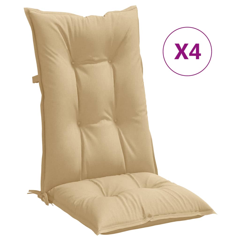 vidaXL Coussins de dossier haut 4 pcs Mélange beige 120x50x7 cm Tissu