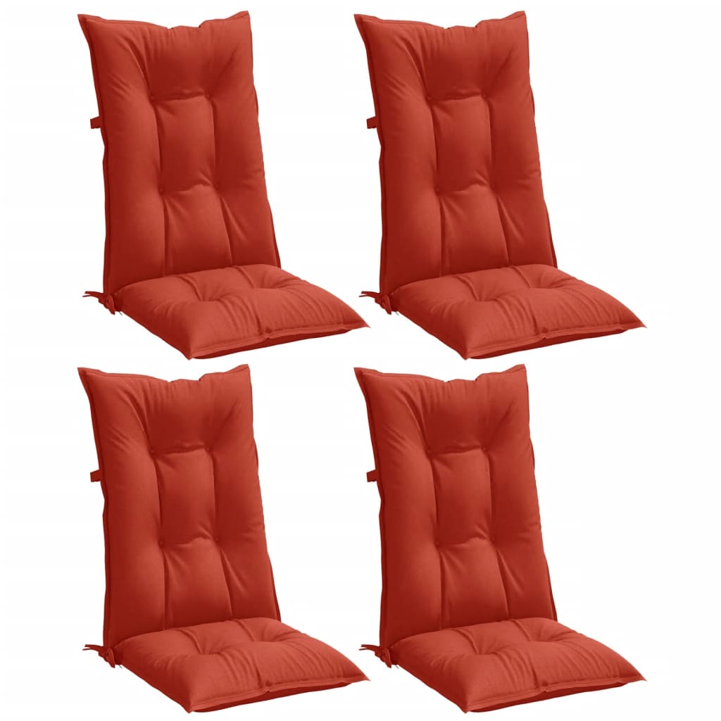 vidaXL Coussins de dossier haut 4 pcs Rouge chiné 120x50x7 cm Tissu