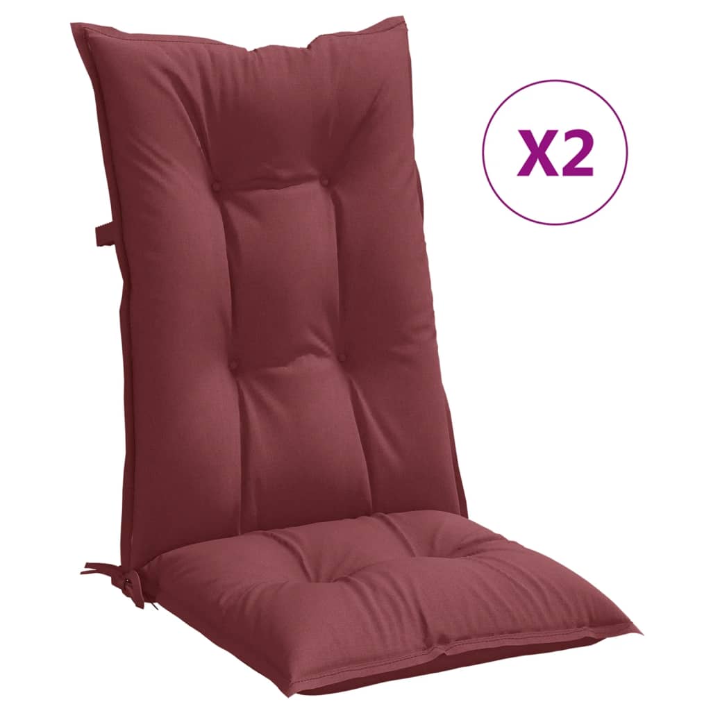 vidaXL Hochlehner-Auflagen 2 Stk. Melange Weinrot 120x50x7 cm Stoff