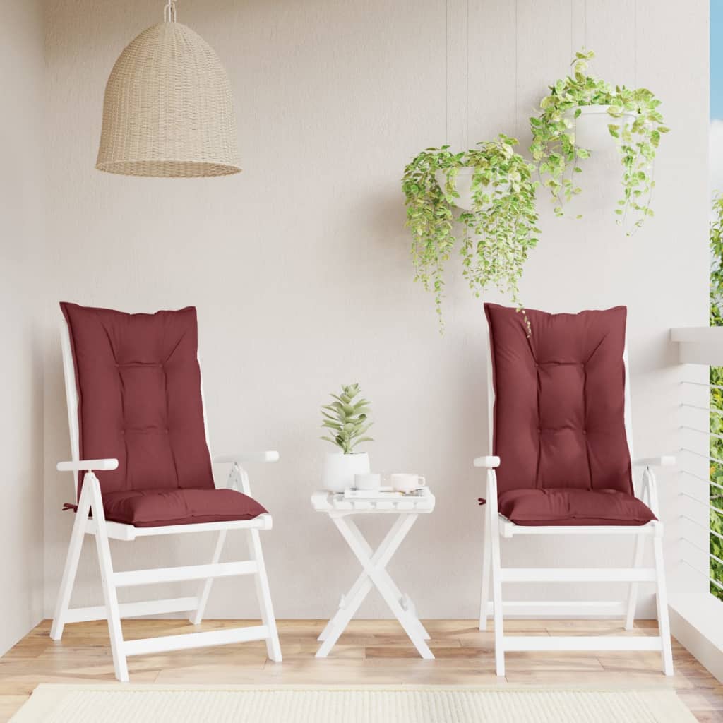 vidaXL Hochlehner-Auflagen 2 Stk. Melange Weinrot 120x50x7 cm Stoff