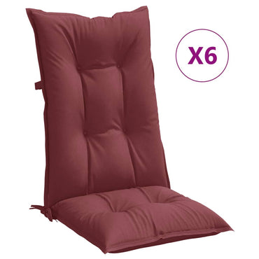 vidaXL Hochlehner-Auflagen 6 Stk. Melange Weinrot 120x50x7 cm Stoff