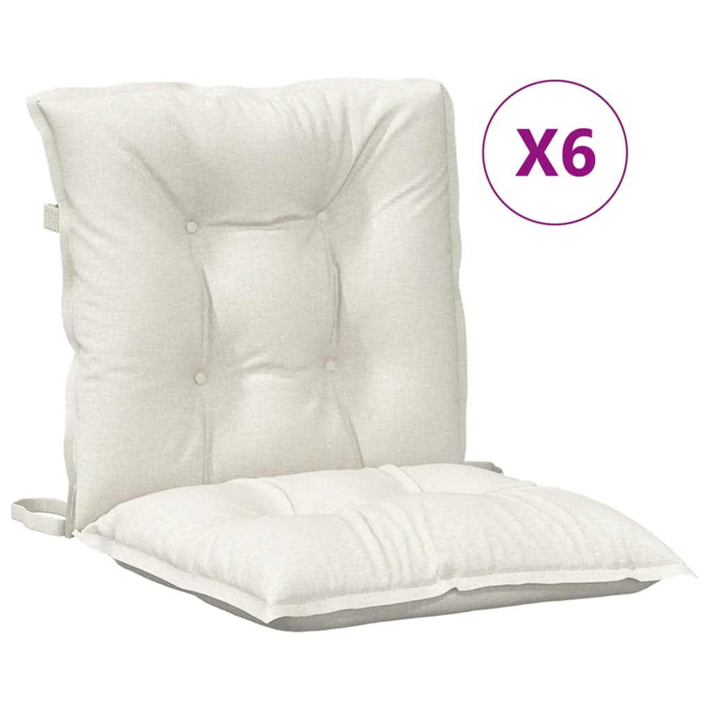 vidaXL Coussins pour chaises à dossier bas 6 pcs Crème chiné 100x50x7 cm Tissu