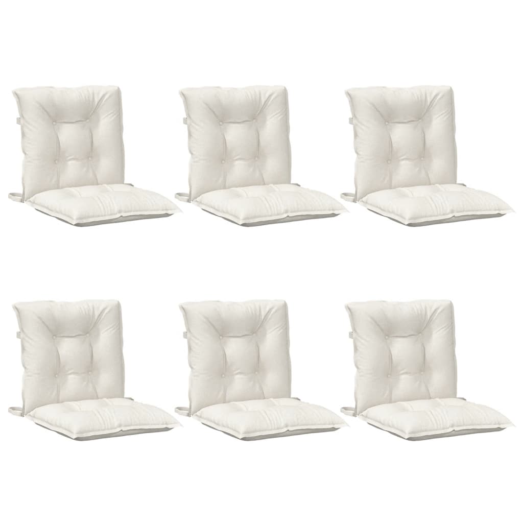 vidaXL Coussins pour chaises à dossier bas 6 pcs Crème chiné 100x50x7 cm Tissu